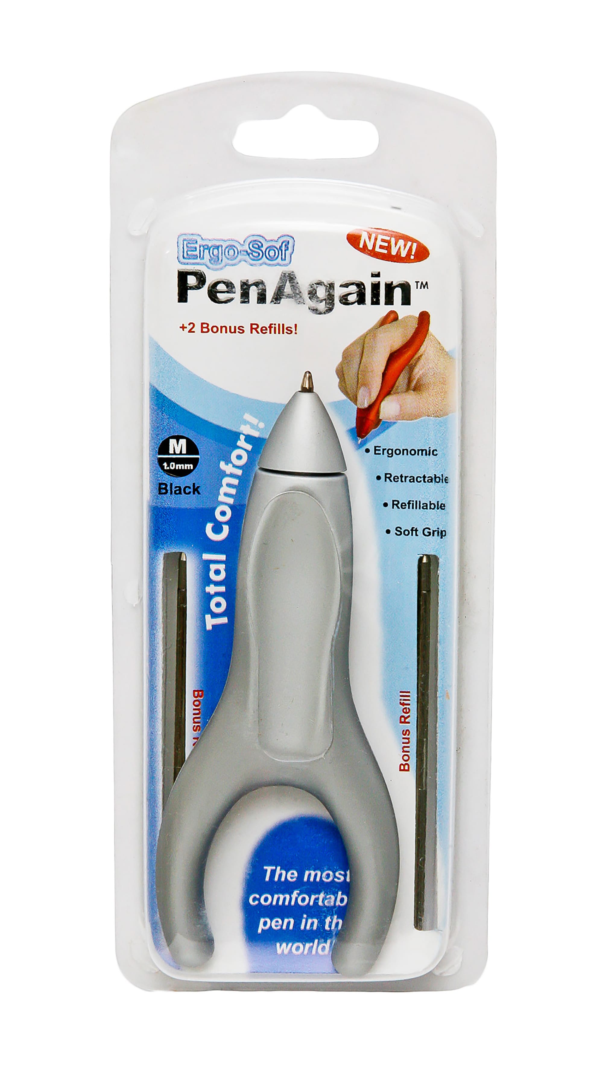 PenAgain ErgoSof Pen Ehlers-Danlos Arthritis Carpal Tunnel Pain Relief SILVER (00020)