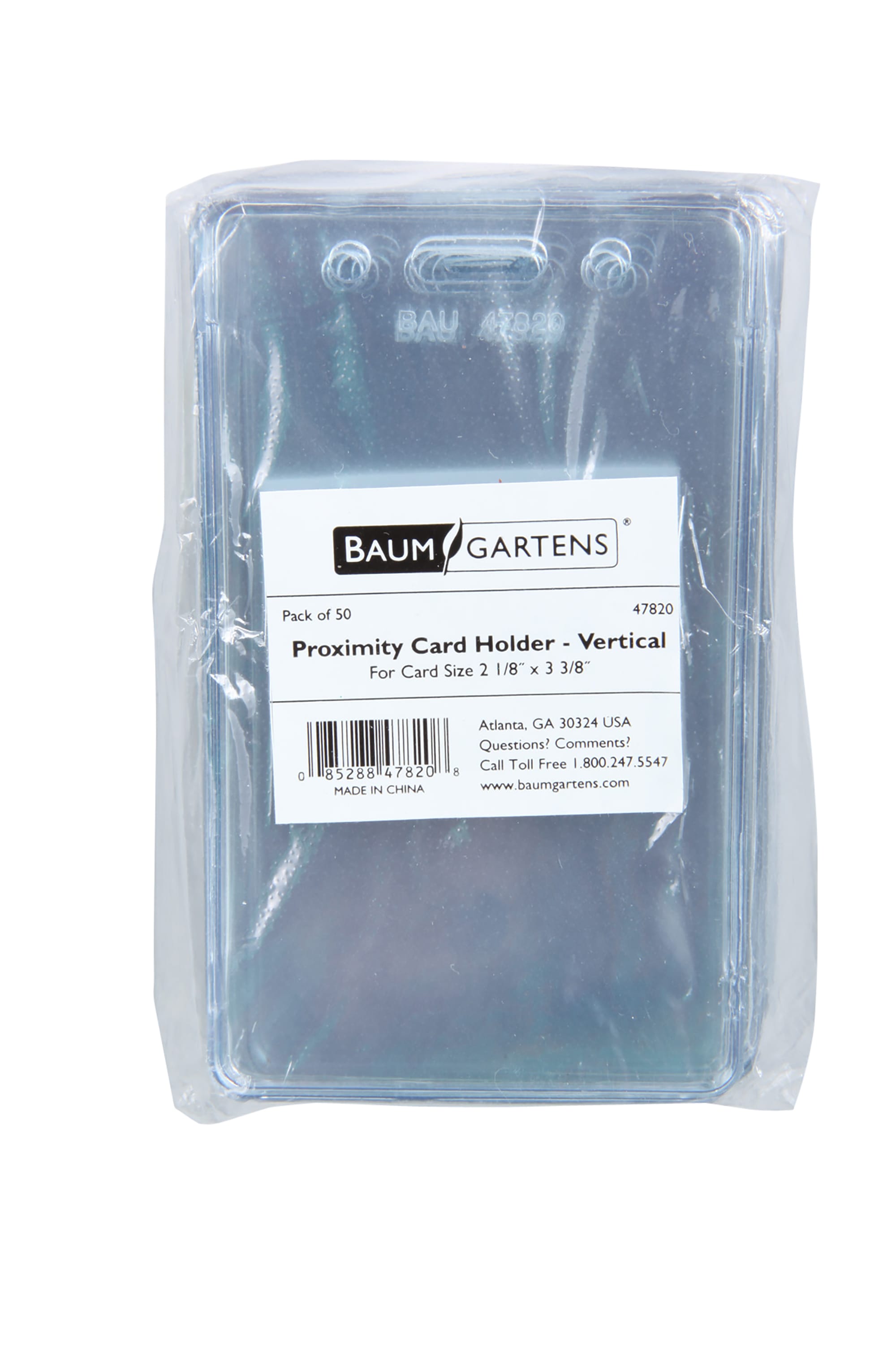 SICURIX Proximity Badge Holders Vertical 50 Pack CLEAR (47820)