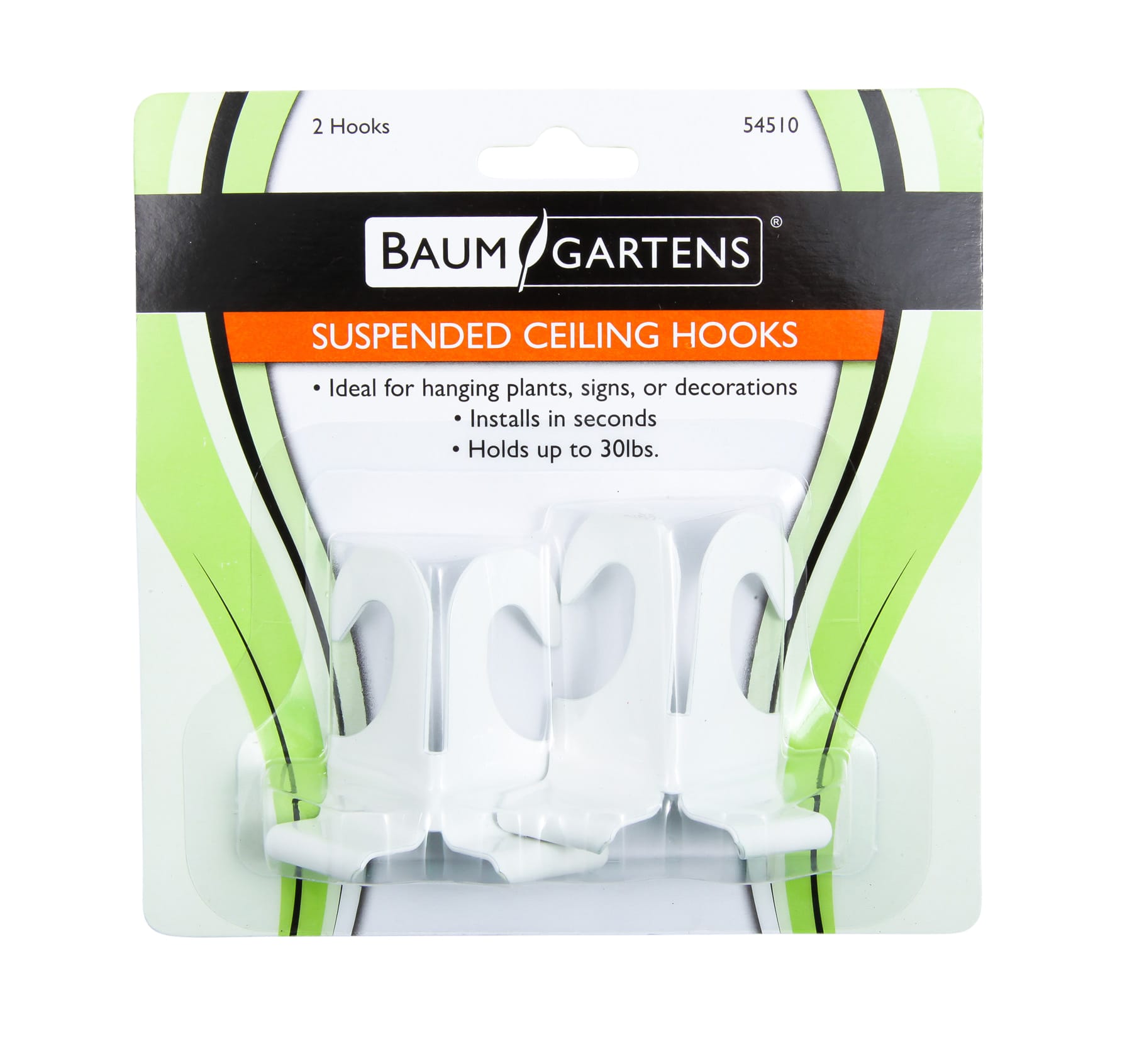 Baumgartens Suspended Ceiling Hooks 2 Pack WHITE (54510)