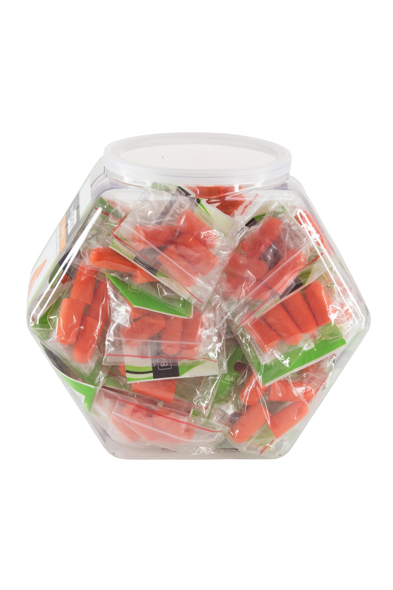Baumgartens Foam Ear Plugs Hexagonal Tub Display of 36 Orange (65049)
