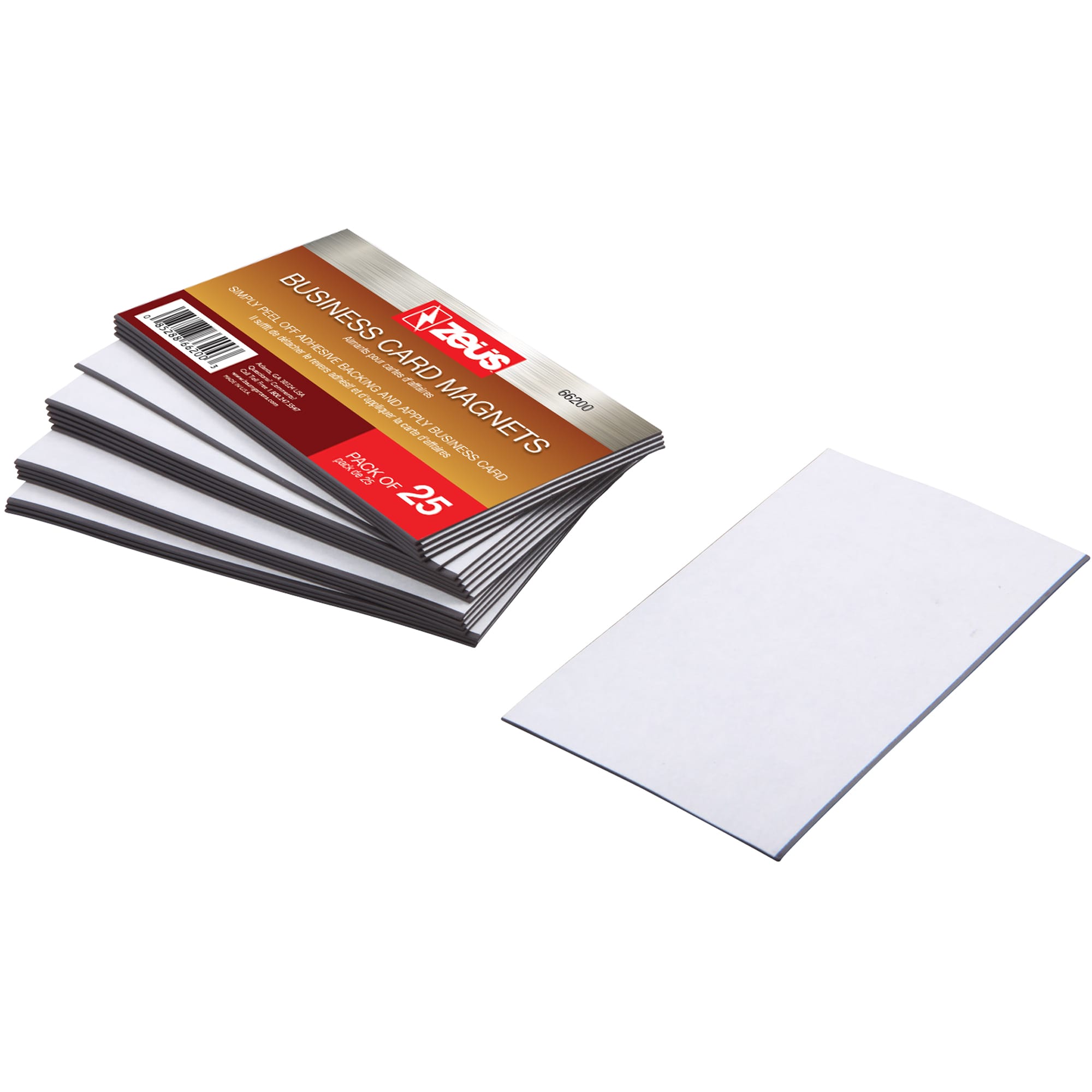 Zeüs Adhesive Backed Business Card Magnets 3 1/2" x 2" 25 Pack WHITE (66200)