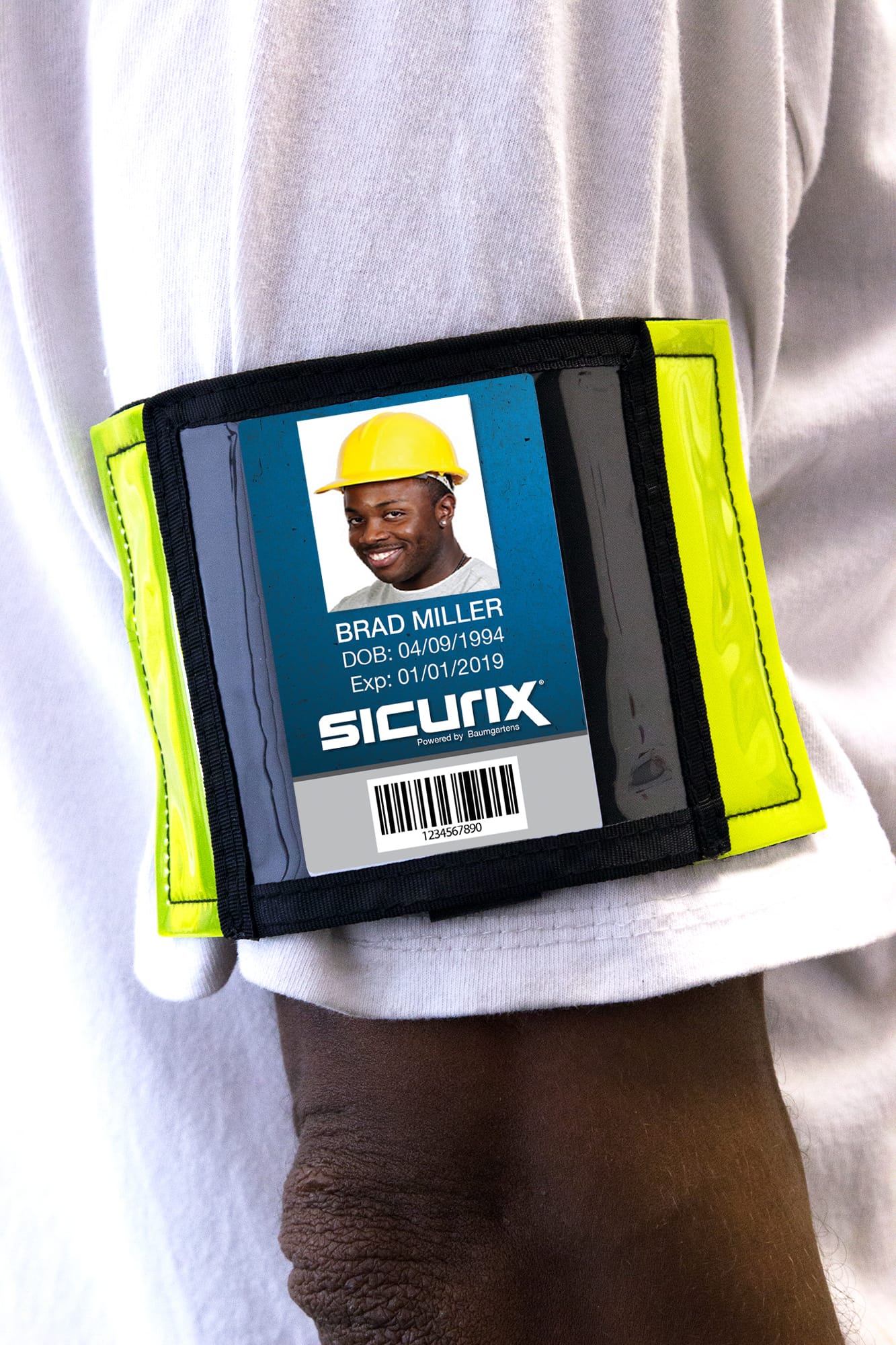 SICURIX Reflective Safety Armband Badge Holder Horizontal BLACK (66850)