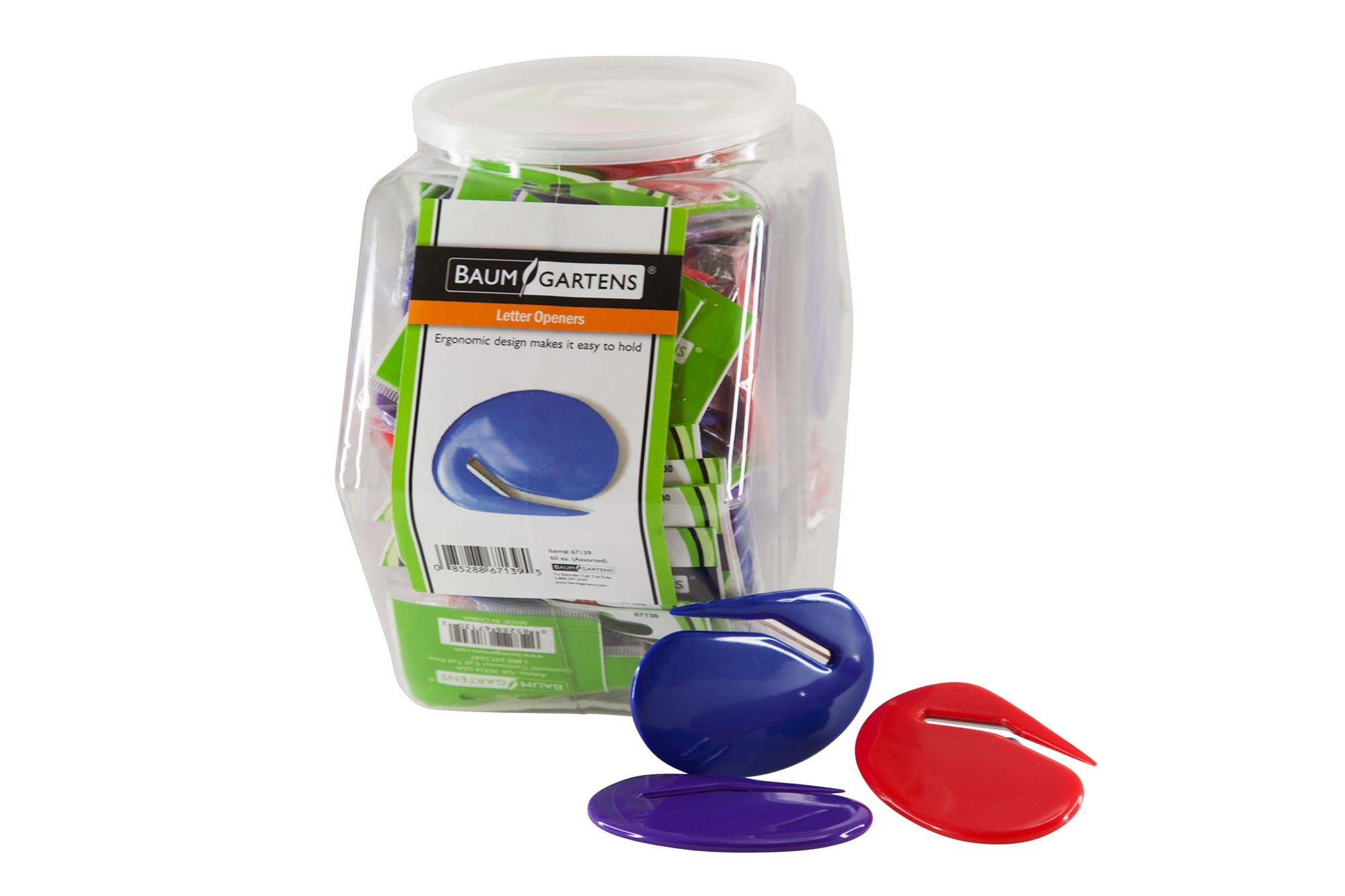 Baumgartens Letter Openers Round Hexagonal Tub Display of 60 Violet (67139)