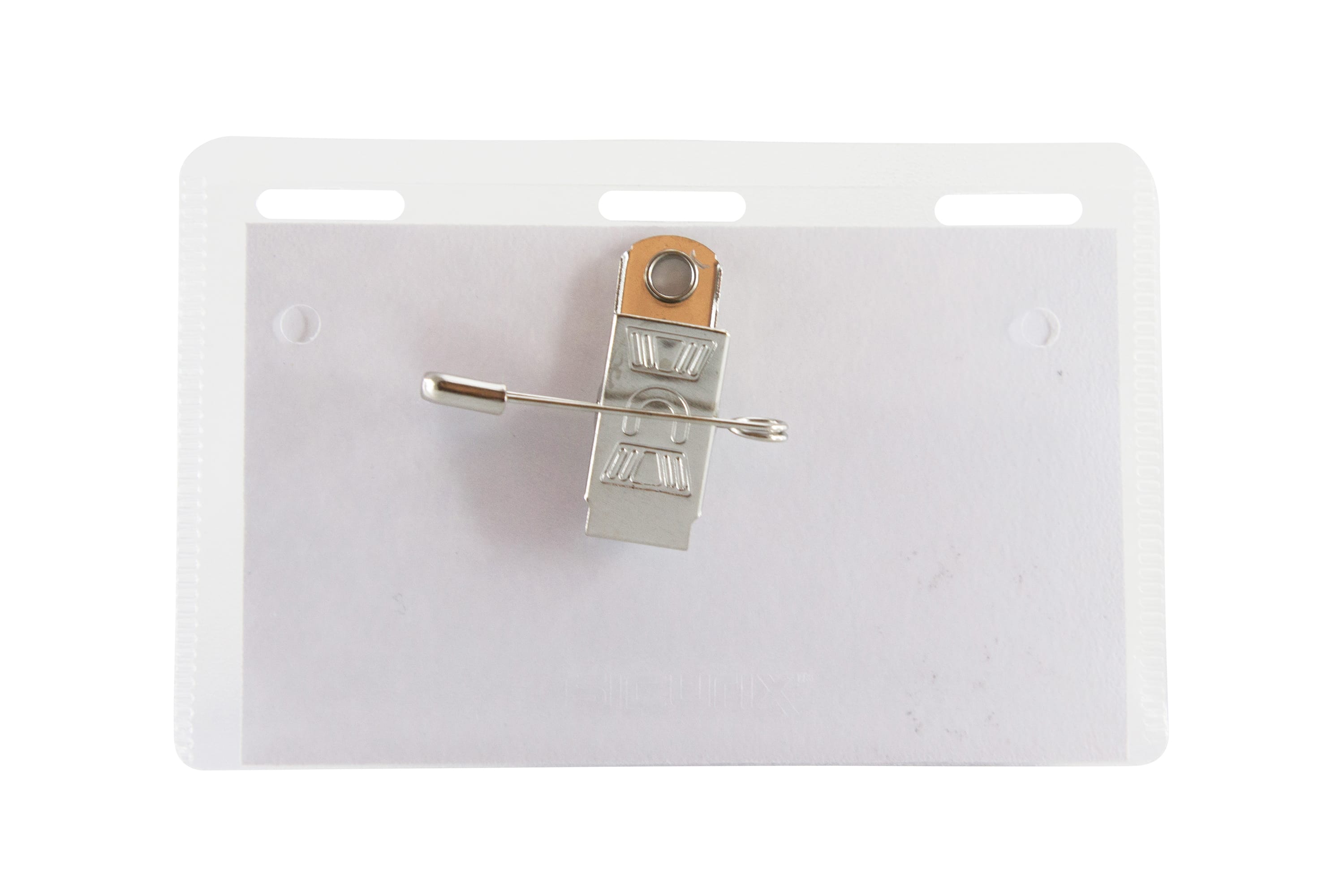 SICURIX Clip/Pin Combo Style Printable Badge Kit 3 1/2" x 2 1/4" Horizontal 50 Pack (67675)