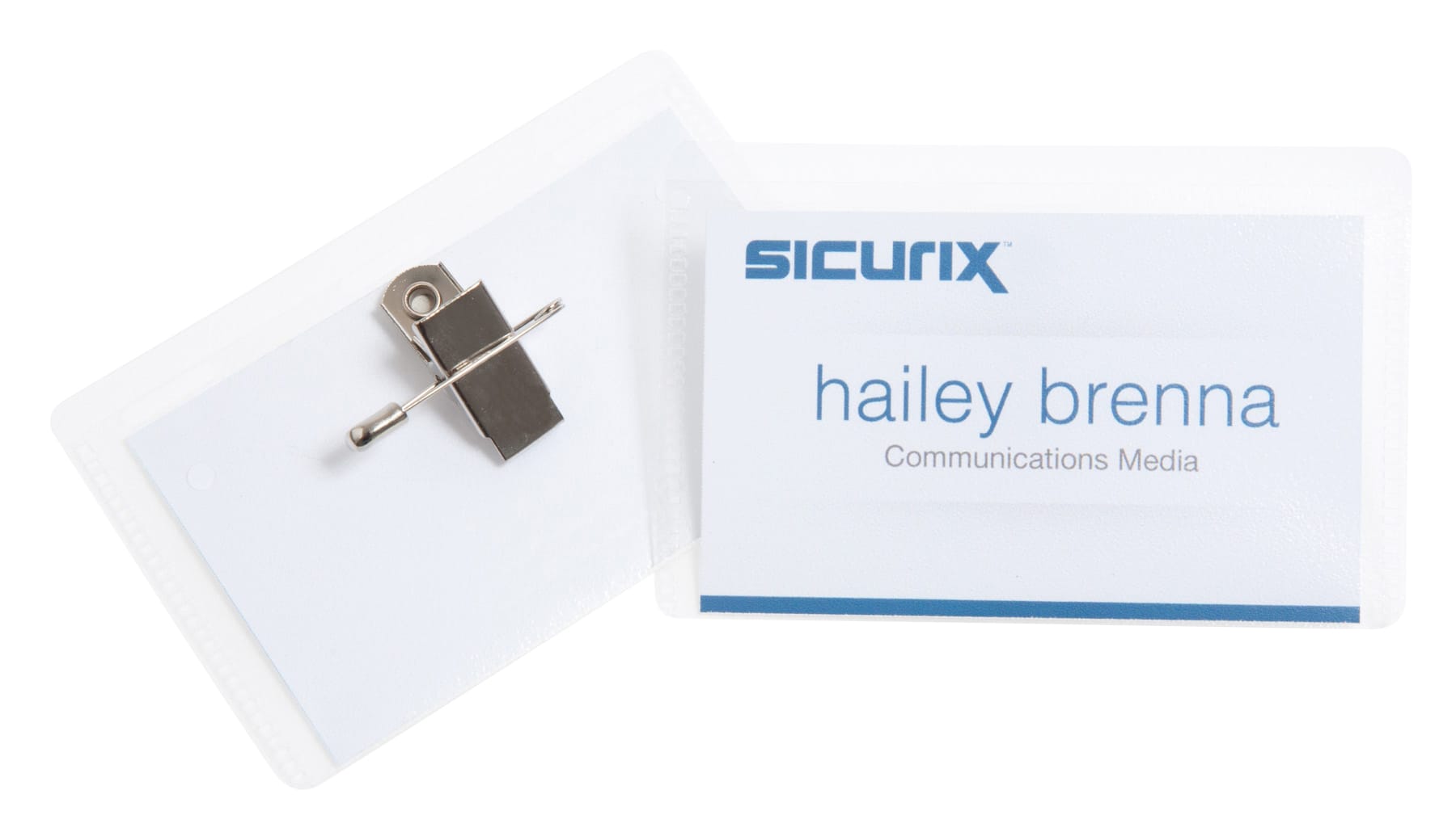 SICURIX Clip/Pin Combo Style Printable Badge Kit 3 1/2" x 2 1/4" Horizontal 50 Pack (67675)