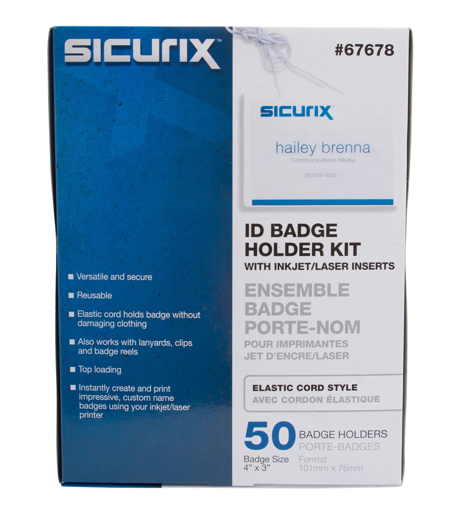 SICURIX Hanging Printable Badge Kit 4" x 3" Horizontal 50 Pack (67678)