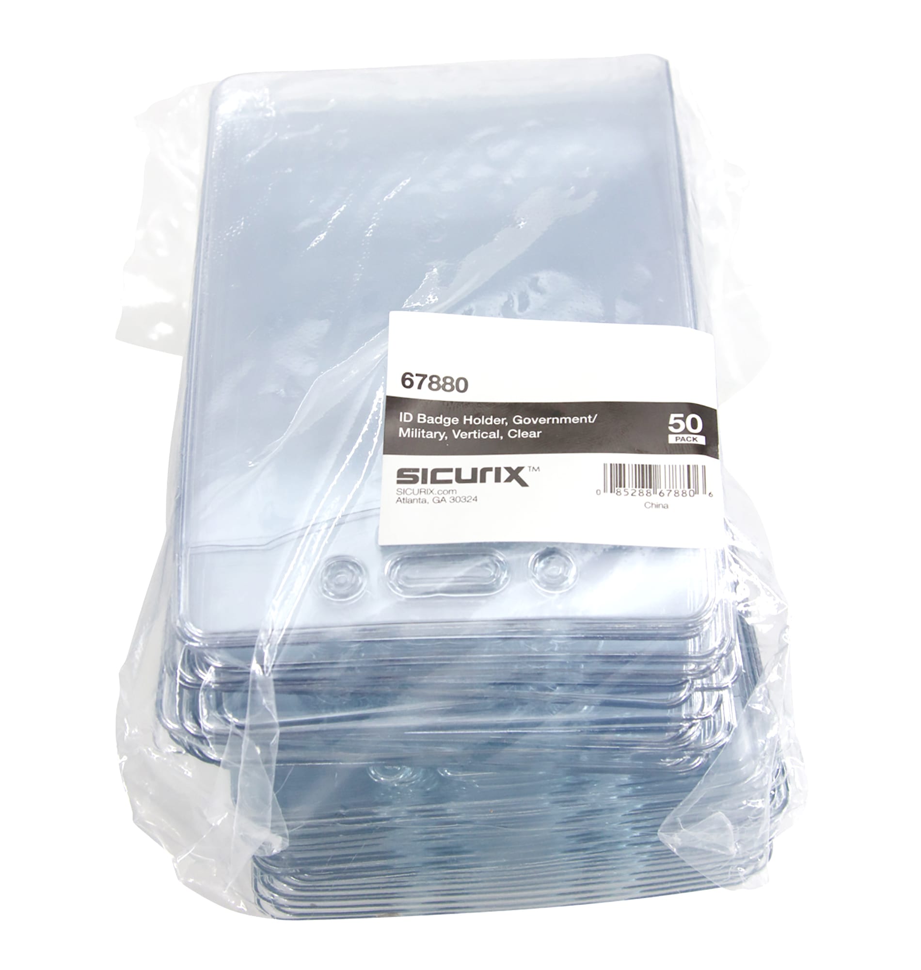 SICURIX Government/Military Size Badge Holders Vertical 50 Pack CLEAR (67880)