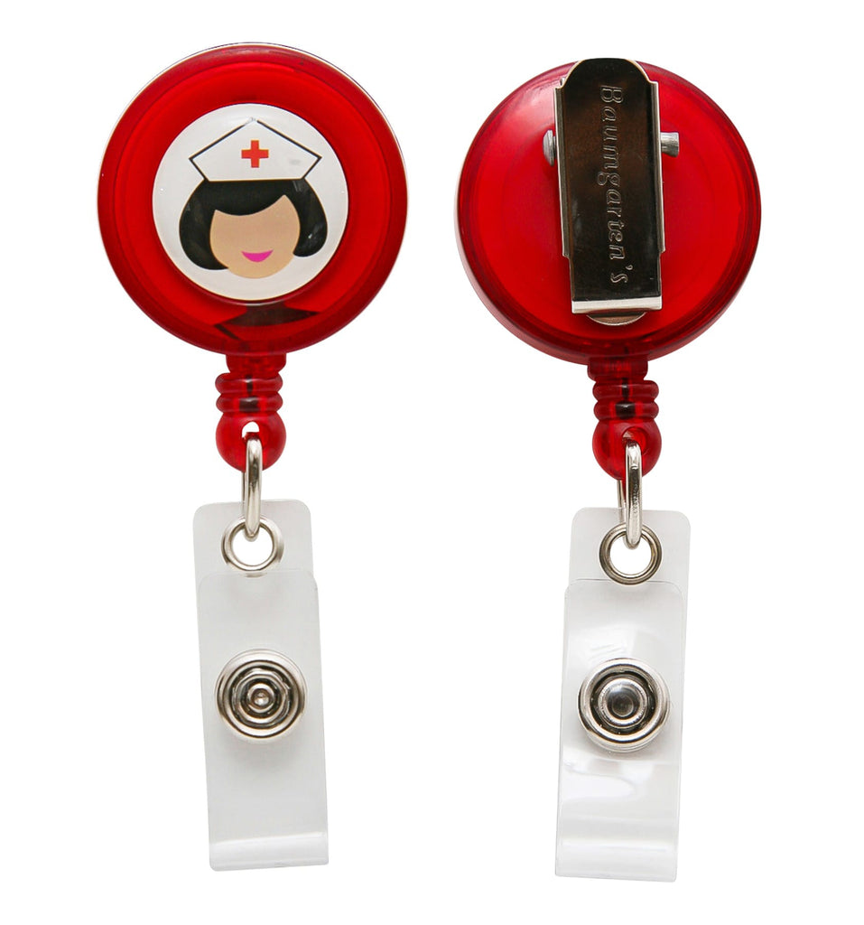 1pcs Red Nurse Badge Reels, Felt Retractable Badge Reels, Themed