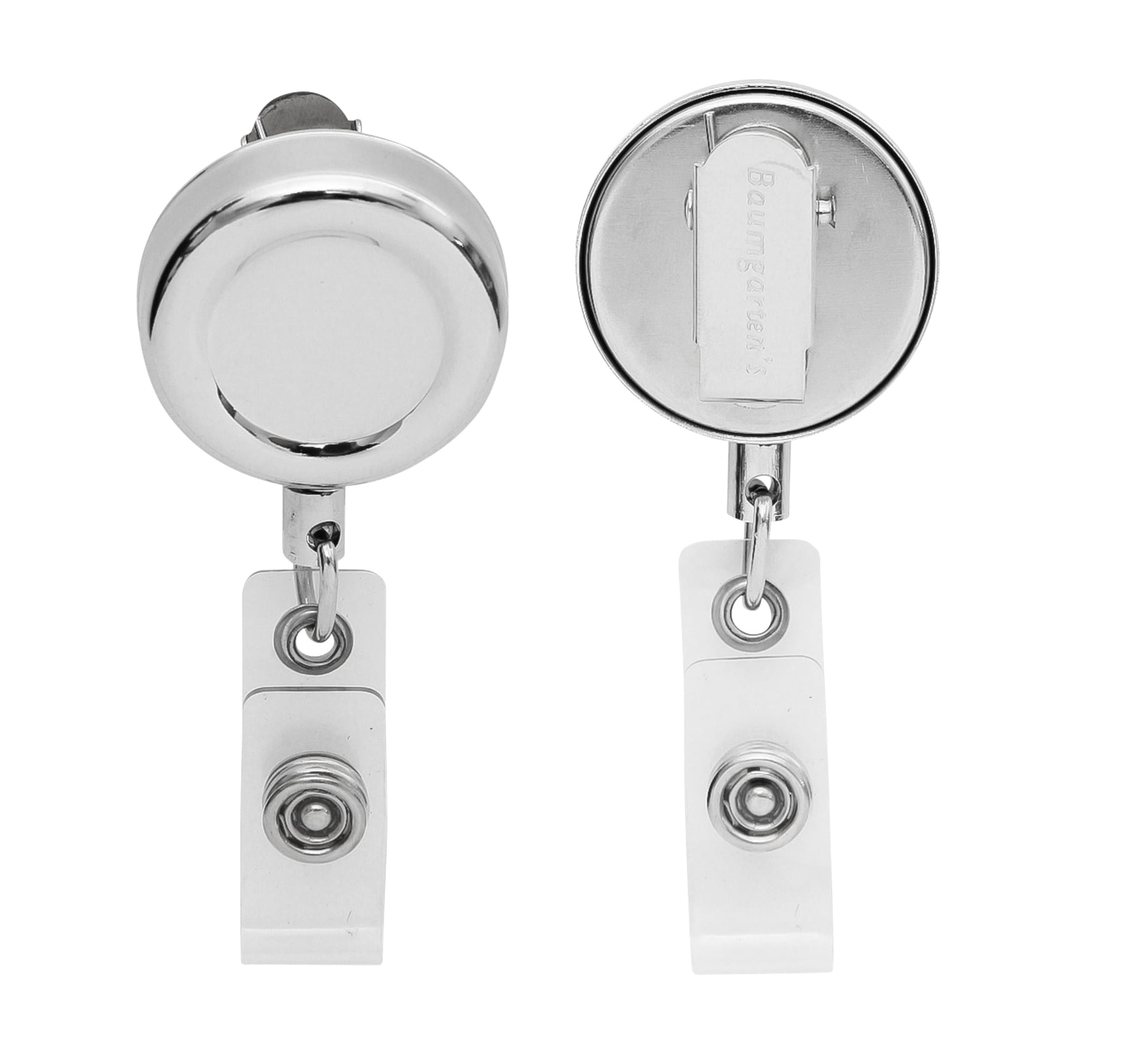 SICURIX Standard ID Badge Reel Round Swivel Spring Clip Strap CHROME (68670)