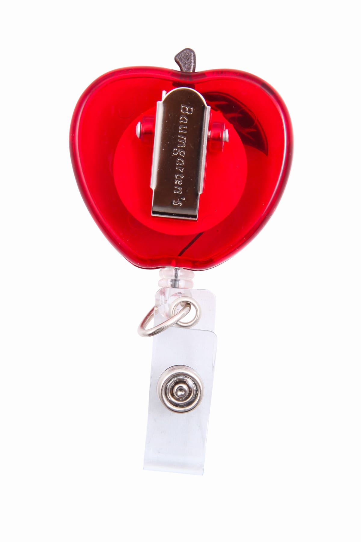 SICURIX Apple Shaped ID Badge Reel Round Swivel Spring Clip Strap RED (68780)
