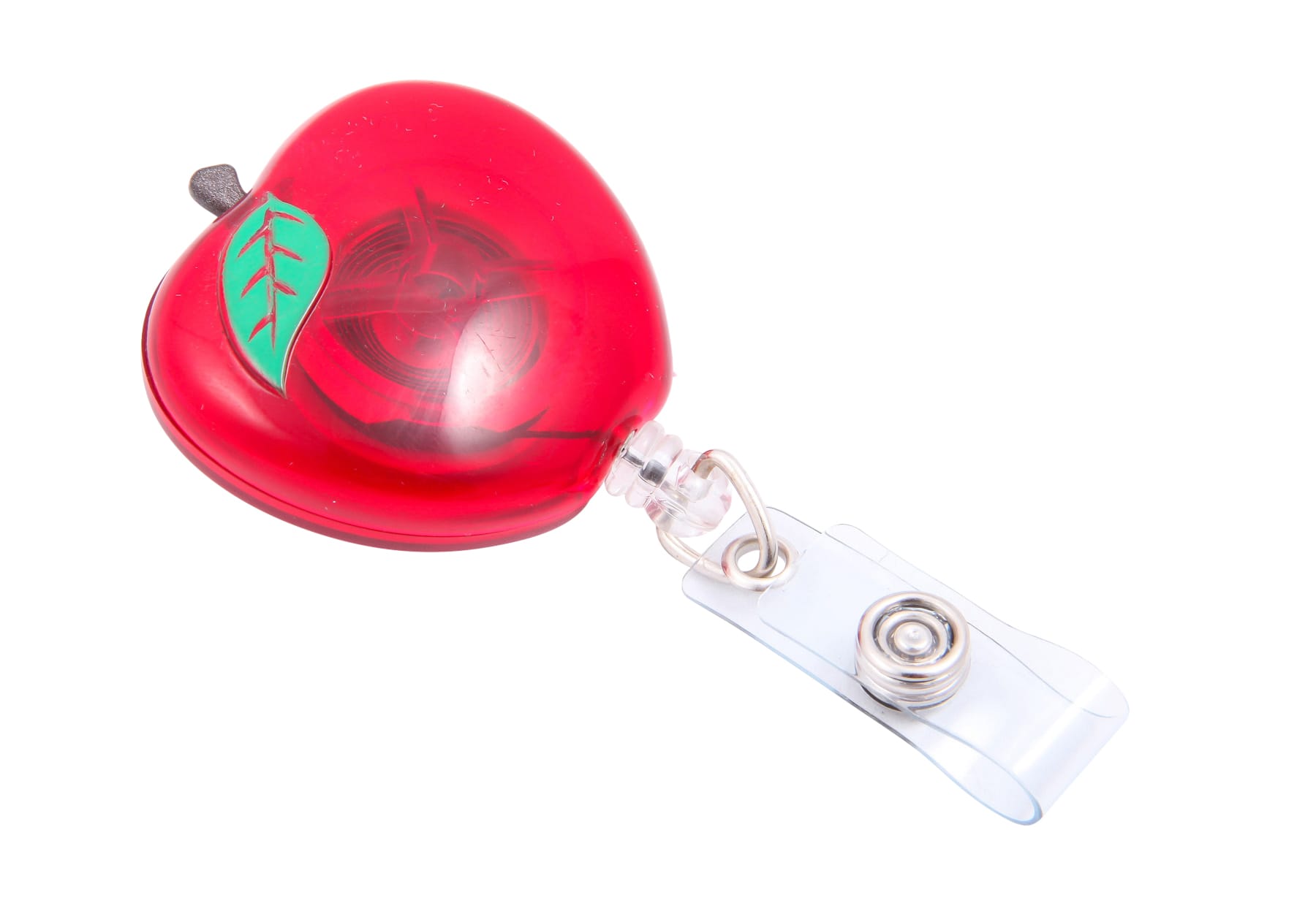 SICURIX Apple Shaped ID Badge Reel Round Swivel Spring Clip Strap RED (68780)