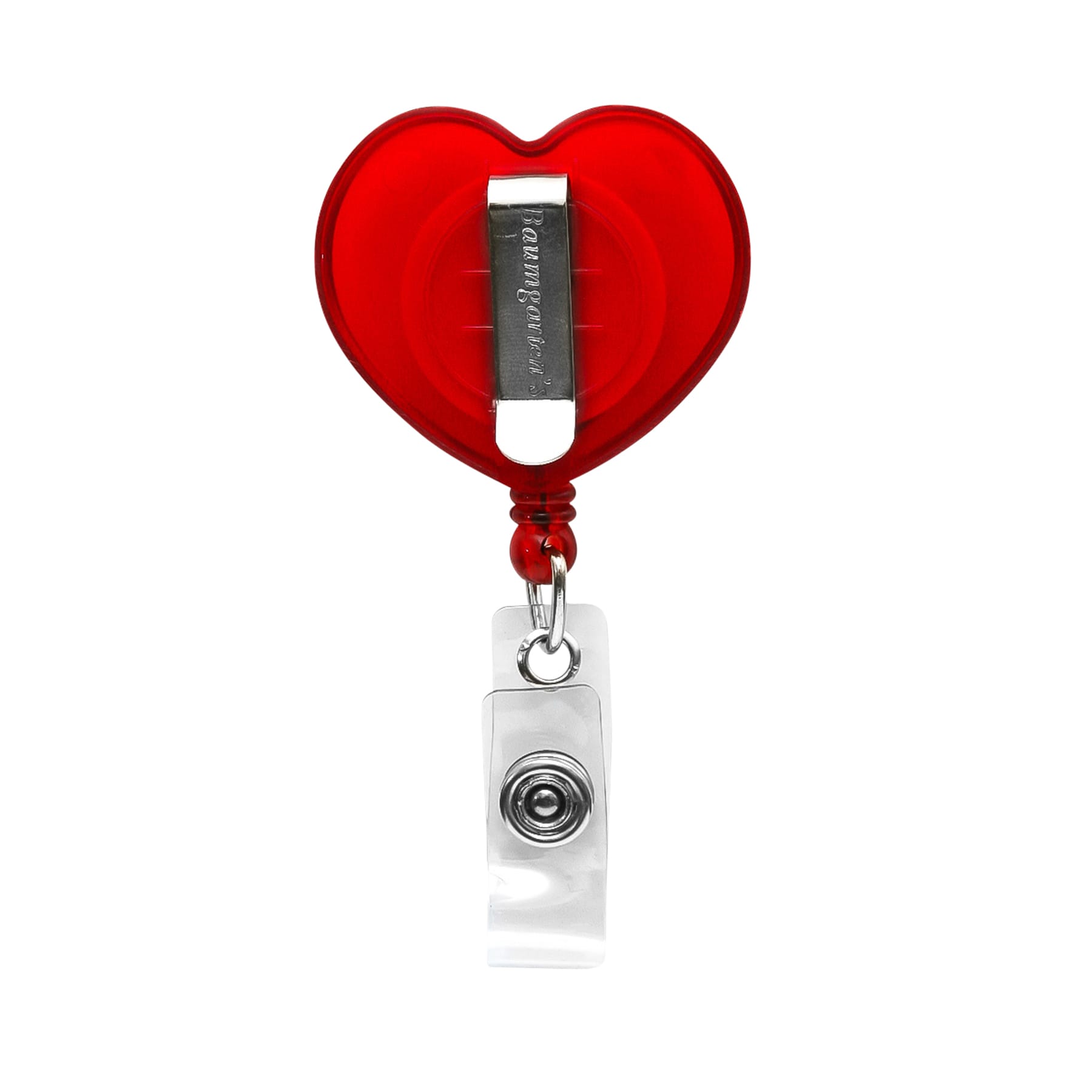 SICURIX Heart Shaped ID Badge Reel Round Belt Clip Strap RED (68818)