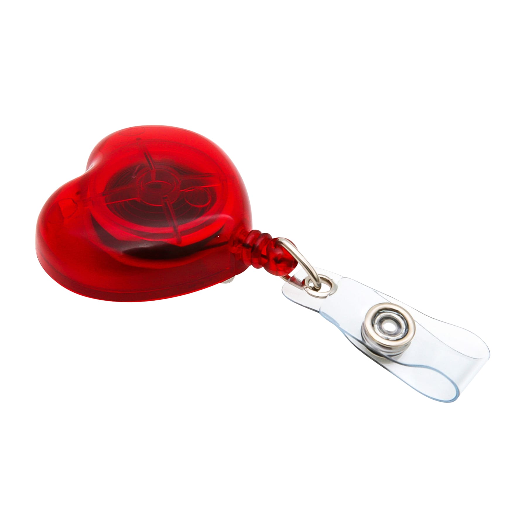 SICURIX Heart Shaped ID Badge Reel Round Belt Clip Strap RED (68818)