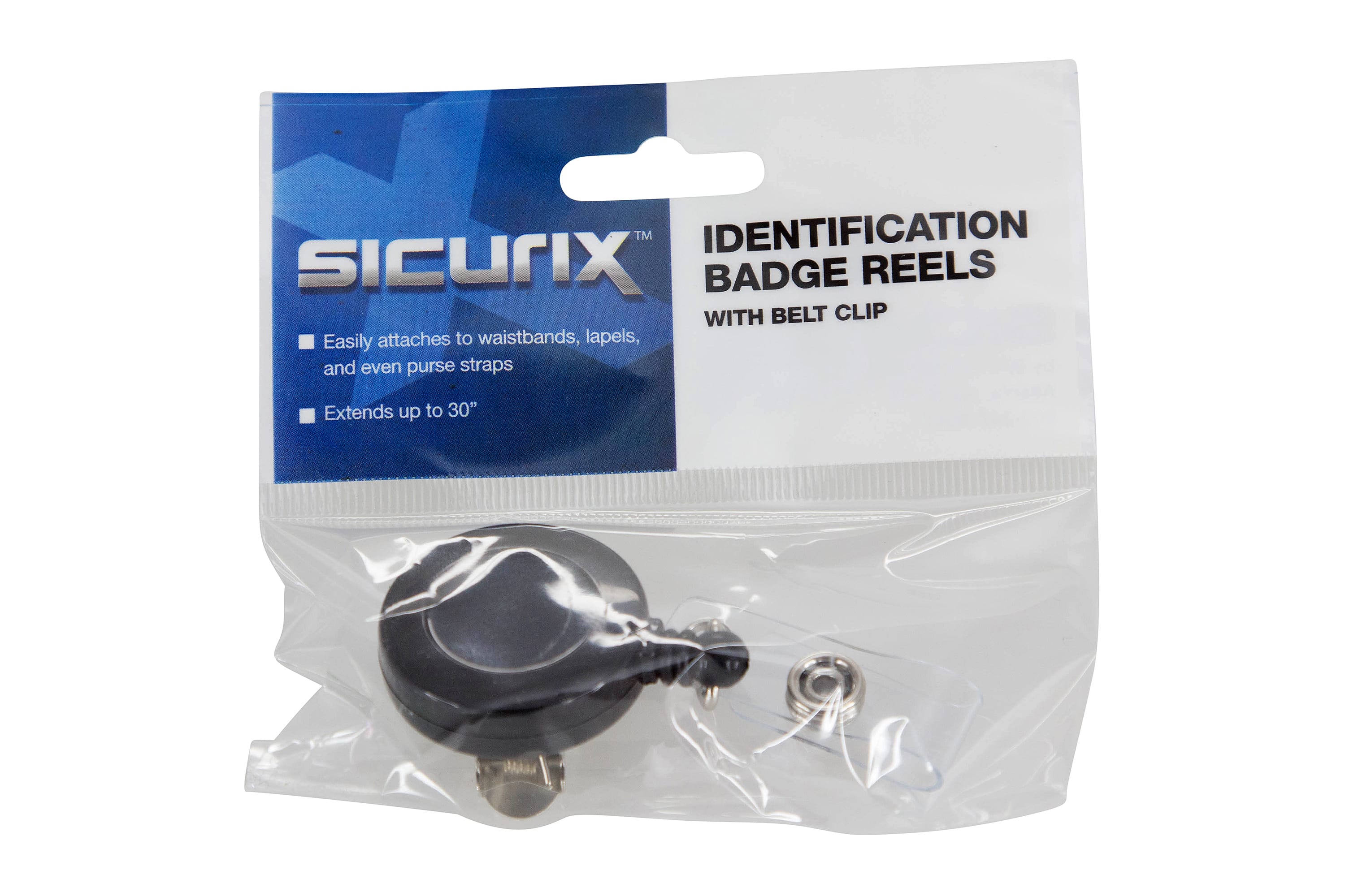 SICURIX Standard ID Badge Reel Round Swivel Spring Clip Strap BLACK (68844)