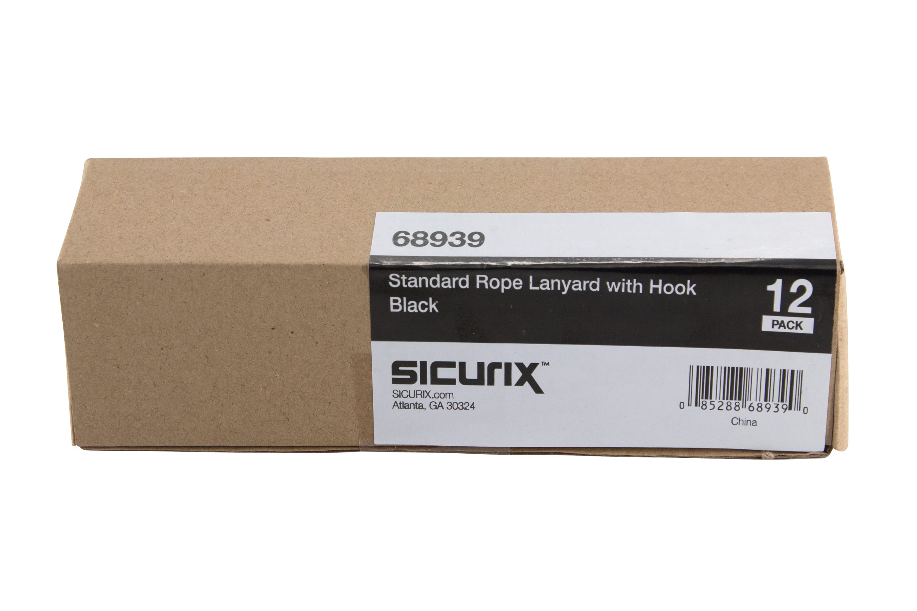 SICURIX Standard Lanyards Hook Rope Style 12 Pack BLACK (68939)