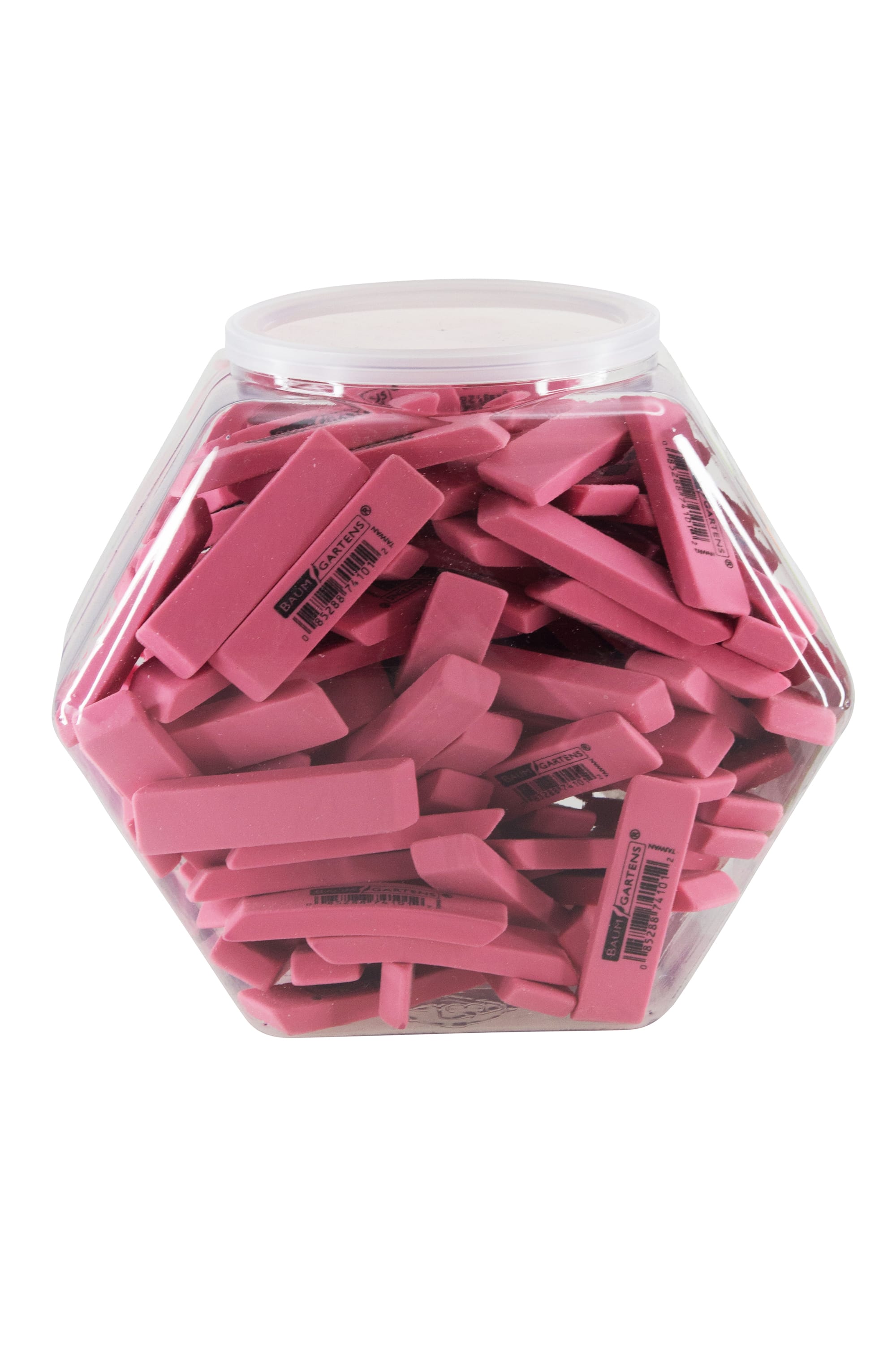 Baumgartens Pencil Erasers PINK Hexagonal Tub Display of 140 PINK (74199)