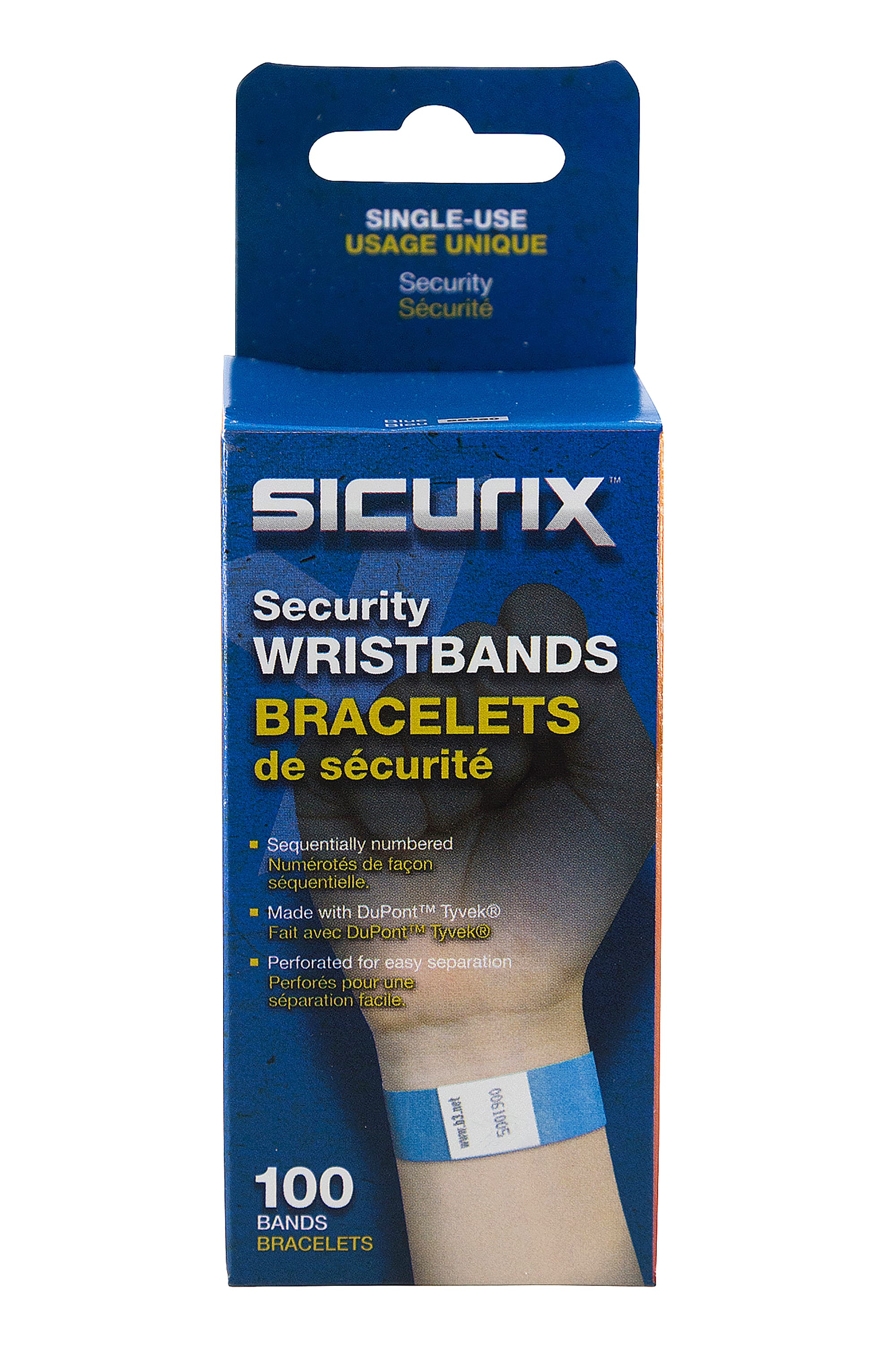 SICURIX Sequentially Numbered Security Wristbands 100 Pack BLUE (85030)