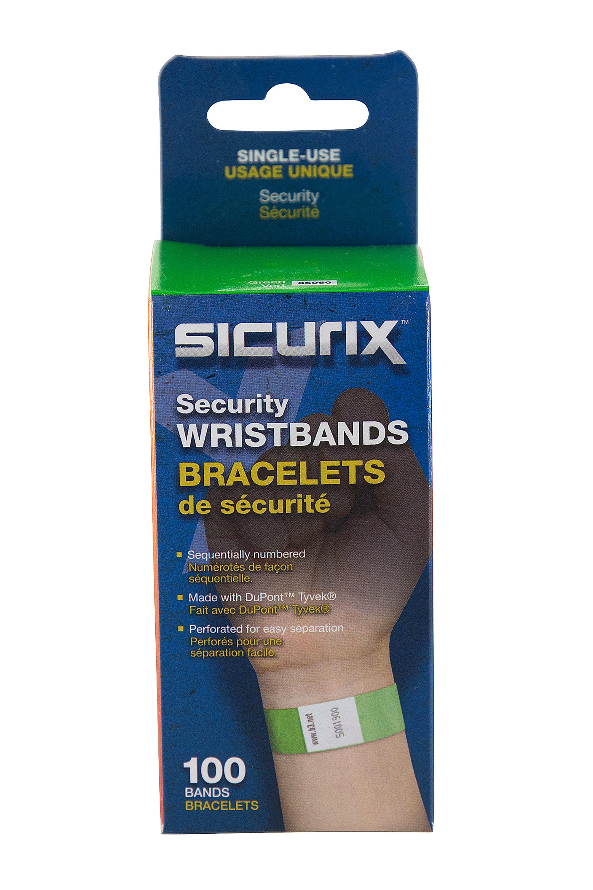 SICURIX Sequentially Numbered Security Wristbands 100 Pack GREEN (85060)