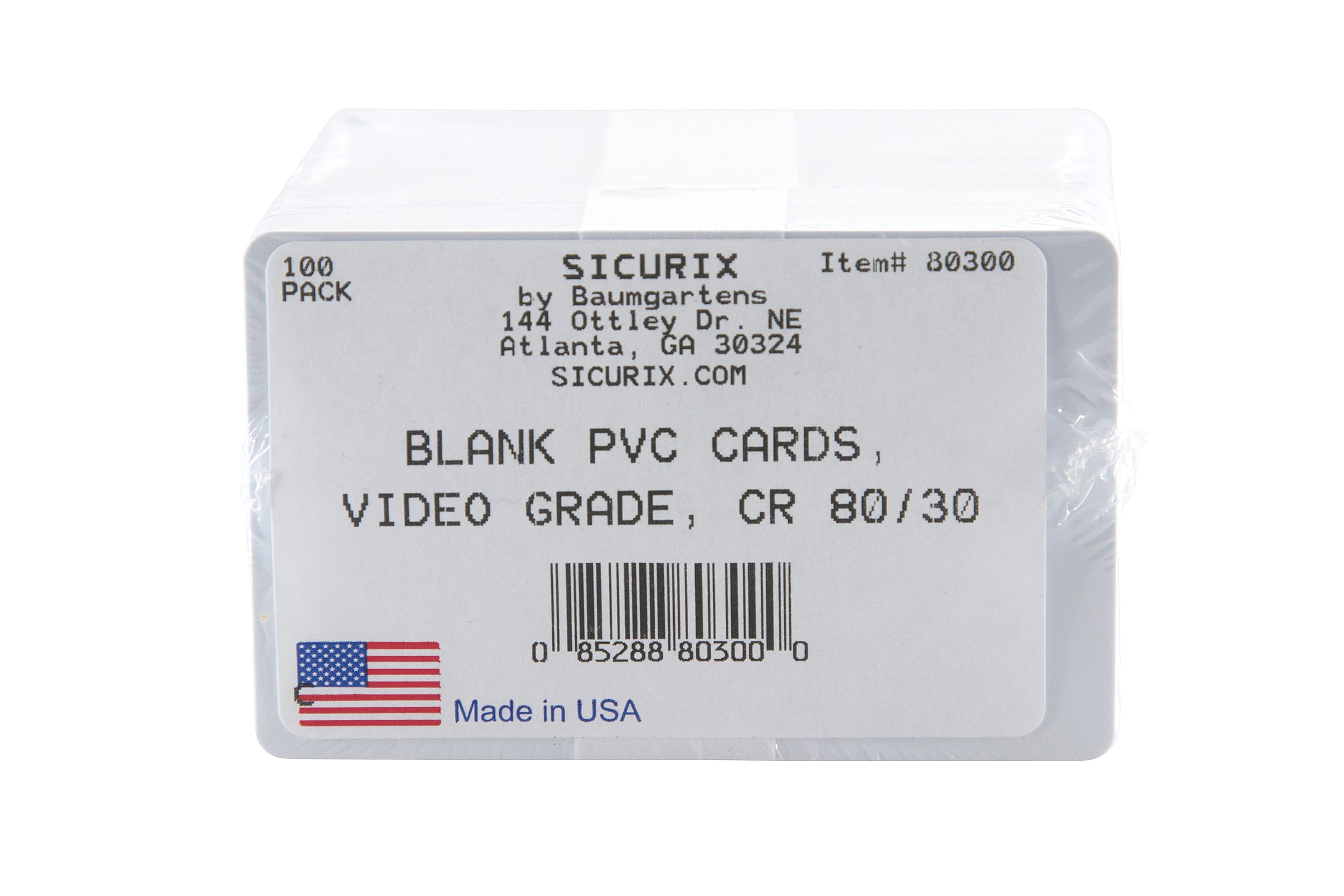 SICURIX CR 80 Blank ID Cards 30 mil 100 Pack WHITE (80300)