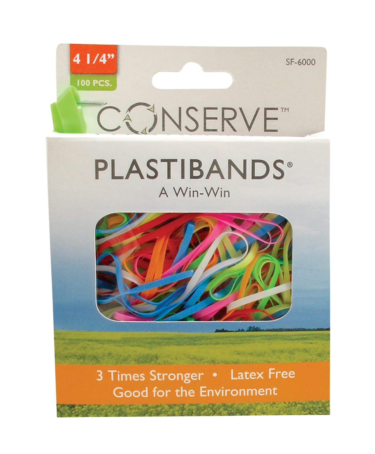 CONSERVE PlastiBands 4 1/4" 100 Pack ASSORTED Colors (SF-6000)