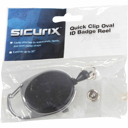 SICURIX Quick Clip ID Badge Reels Oval Strap BLACK (68754)
