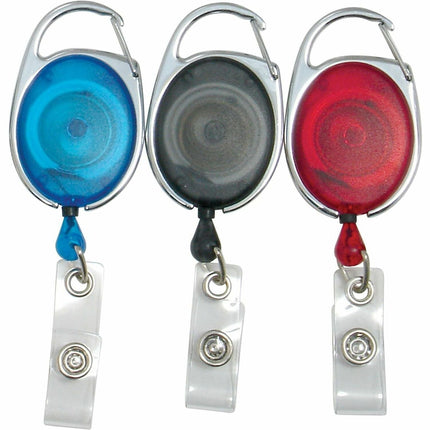 SICURIX Quick Clip ID Badge Reels Oval Strap 3 Pack RED BLUE Smoke (68769)