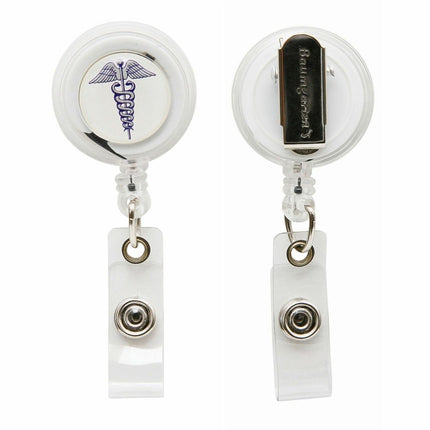 SICURIX Caduceus ID Badge Reels Round Swivel Spring Clip Strap ASSORTED Colors (68650)
