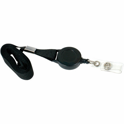 SICURIX Badge Reel Lanyards Badge Reel Flat Style 12 Pack BLACK (68979)
