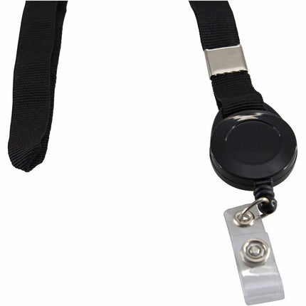 SICURIX Badge Reel Lanyards Badge Reel Flat Style 12 Pack BLACK (68979)