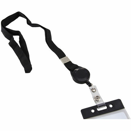 SICURIX Badge Reel Lanyards Badge Reel Flat Style 12 Pack BLACK (68979)