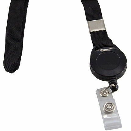 SICURIX Badge Reel Lanyards Badge Reel Flat Style 12 Pack BLACK (68979)
