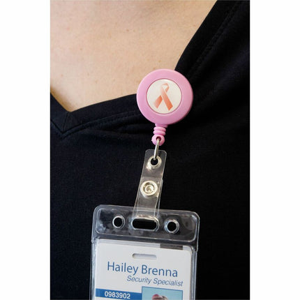 SICURIX Breast Cancer Awareness ID Badge Reels Round Belt Clip Strap PINK (68590)