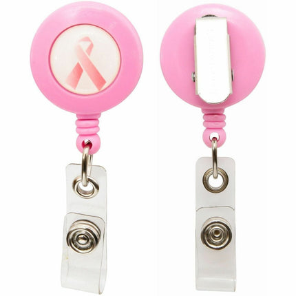 SICURIX Breast Cancer Awareness ID Badge Reels Round Belt Clip Strap PINK (68590)