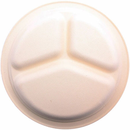 CONSERVE 10.25" 3 Compartment Plates 10.25" 50 Pack OFF WHITE (10216)