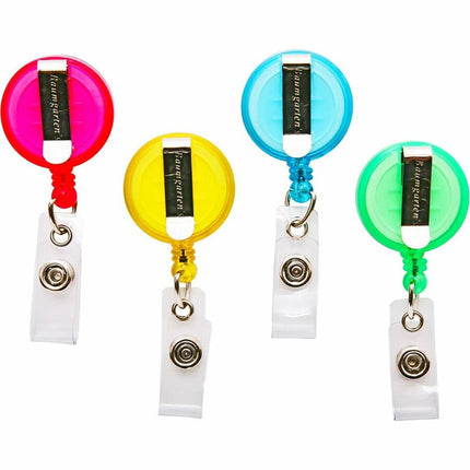 SICURIX Translucent ID Badge Reels Round Belt Clip Strap 4 Pack Raspberry Lemon BLUEberry Lime (68894)