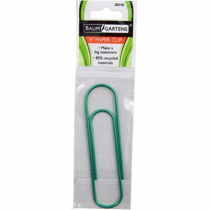 Baumgartens Metallic Vinyl Coated Paper Clips 4" ASSORTED Colors (26740)