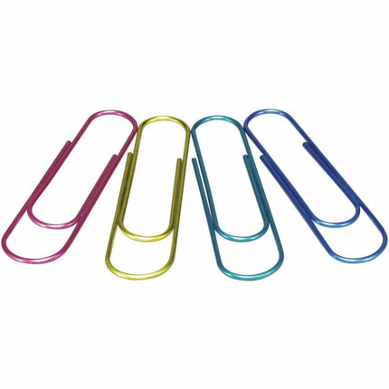 Baumgartens Metallic Vinyl Coated Paper Clips 4" ASSORTED Colors (26740)