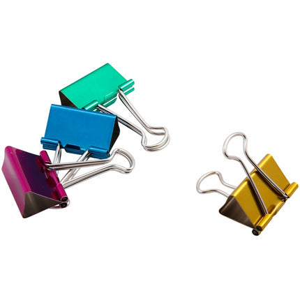 Baumgartens Metallic Designer Binder Clips Large 4 Pack ASSORTED Colors (29740)