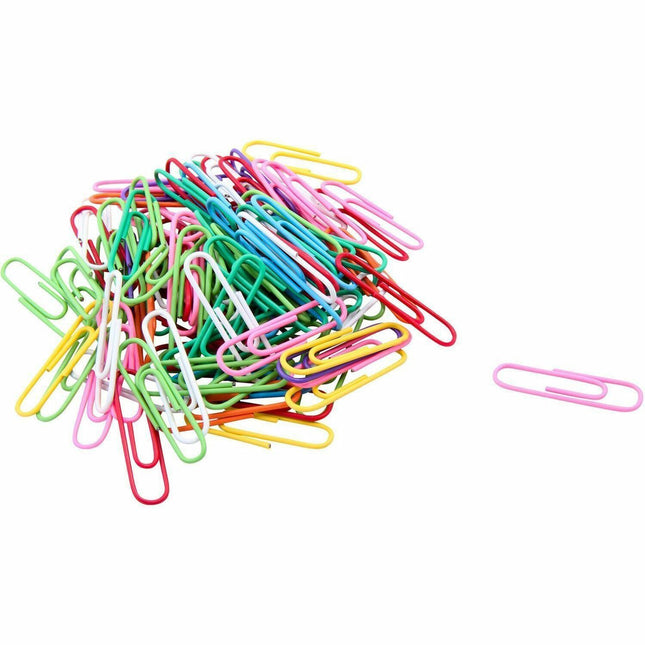Baumgartens Vinyl Coated Paper Clips #1 Standard Size 100 Pack ASSORTED Colors (ES-5000)