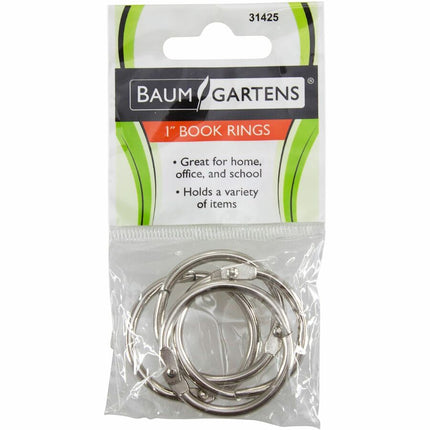 Baumgartens Book Rings 1" 4 Pack Chrome (31425)