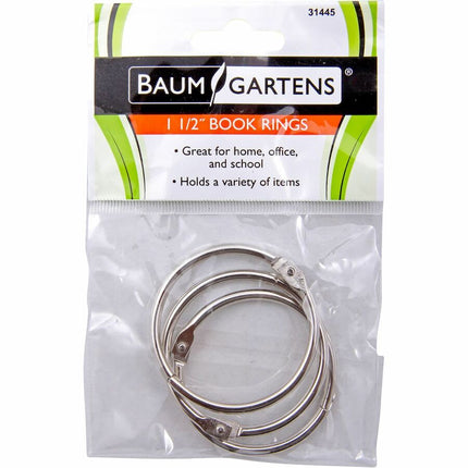 Baumgartens Book Rings 1 1/2" 3 Pack Chrome (31445)