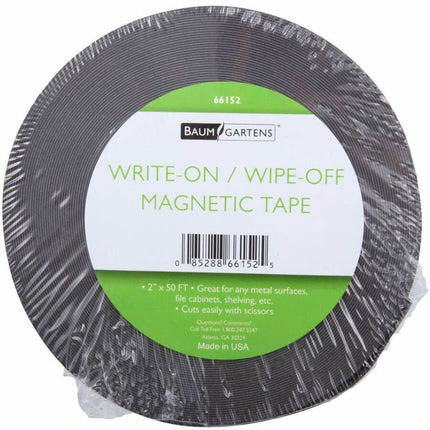 Zeus Write On/Wipe Off Magnetic Label Tape 50' x 2" WHITE (66152)