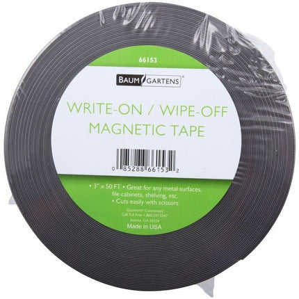 Zeus Write On/Wipe Off Magnetic Label Tape 50' x 3" WHITE (66153)