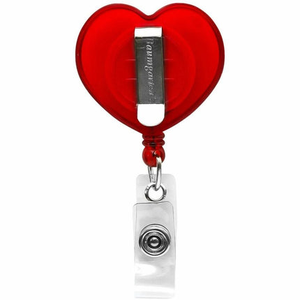 SICURIX Heart Shaped ID Badge Reel Round Belt Clip Strap Red (68818)