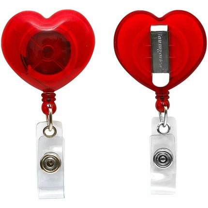 SICURIX Heart Shaped ID Badge Reel Round Belt Clip Strap Red (68818)
