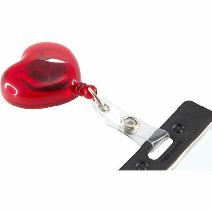 SICURIX Heart Shaped ID Badge Reel Round Belt Clip Strap Red (68818)