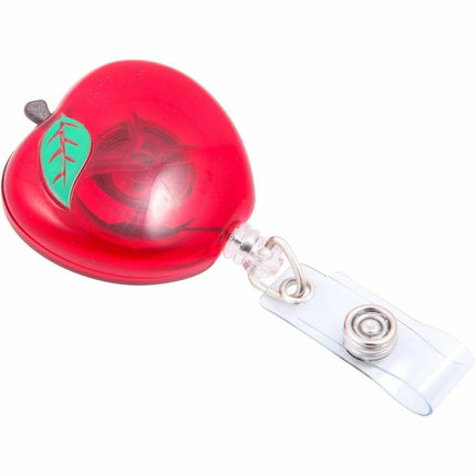 SICURIX Apple Shaped ID Badge Reel Round Swivel Spring Clip Strap Red (68780)