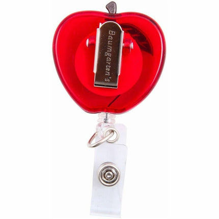 SICURIX Apple Shaped ID Badge Reel Round Swivel Spring Clip Strap Red (68780)