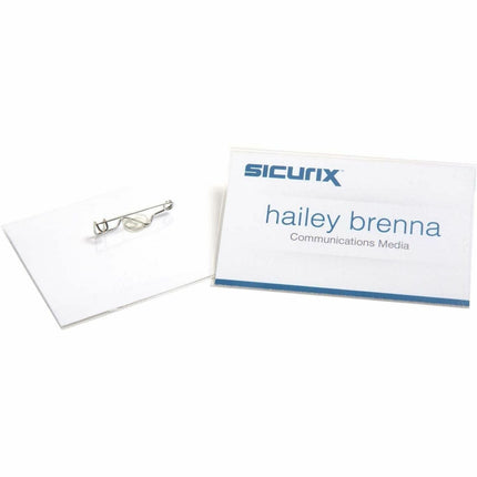 SICURIX Pin Style Printable Badge Kit 3 1/2" x 2 1/4" Horizontal 100 Pack (67671)
