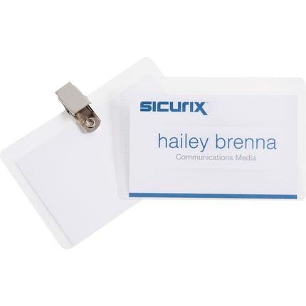 SICURIX Clip Style Printable Badge Kit 3 1/2" x 2 1/4" Horizontal 50 Pack (67672)